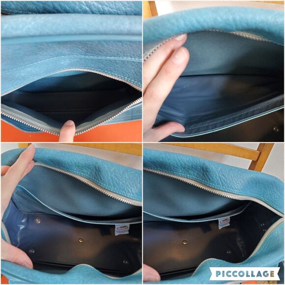 Vintage 60s Escort Blue Naugahyde Travel Bag - Picture 7 of 10
